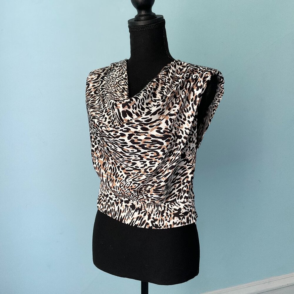 Cheetah Print Blouse with Shoulder Pads